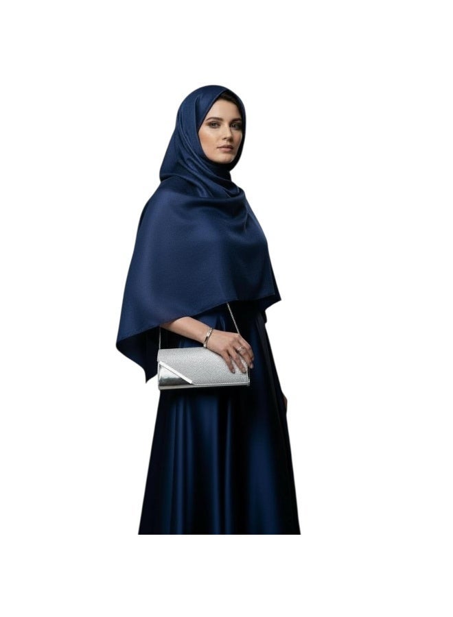 Elegant Women Soiree Handbag Shiny Design Chain Shoulder Strap Evening Bag silver - Image 4